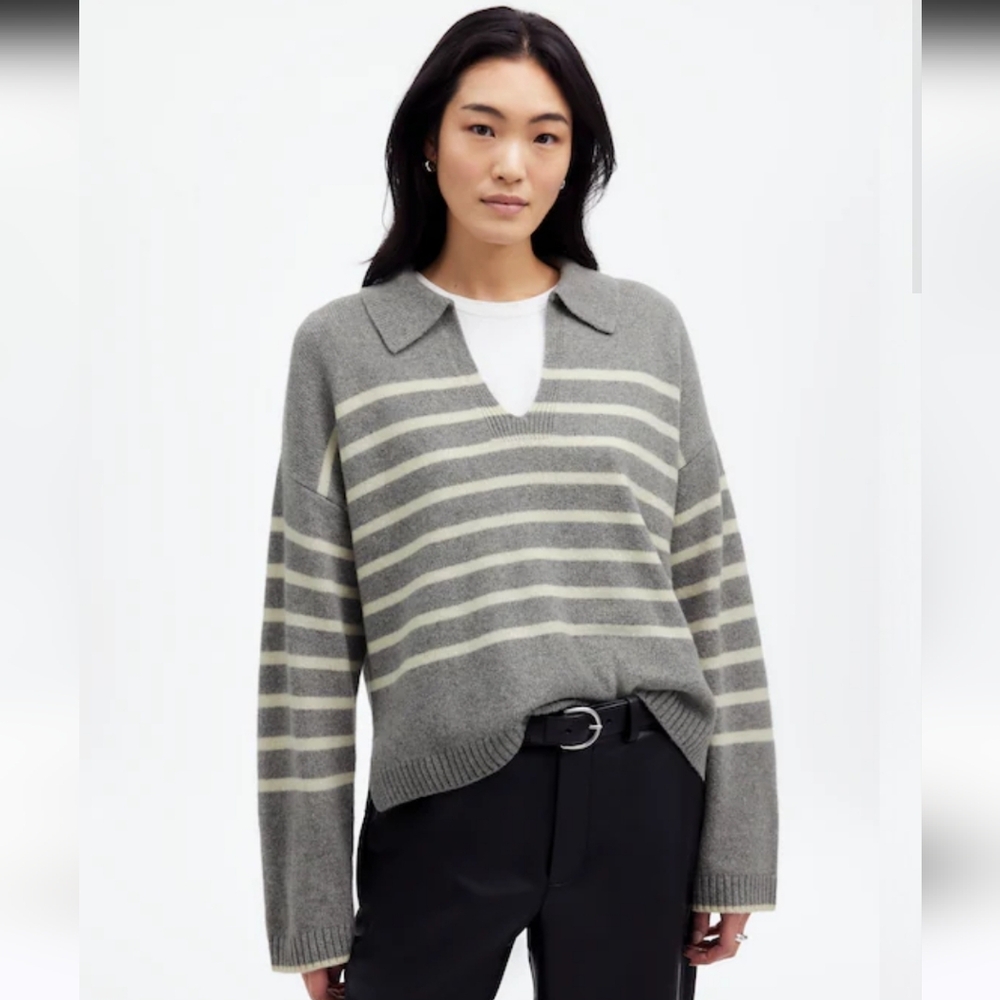 Madewell Cashmere-Wool Blend Polo Sweater Size XXS (Oversized)  NT833 NWT